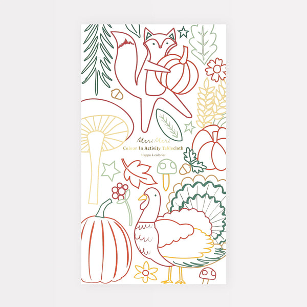 Thanksgiving Colour In Activity Tablecloth - Where The Sidewalk Ends Toy Shop
