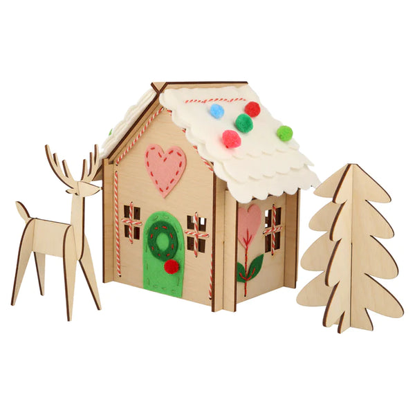 Wooden Embroidery Gingerbread House Kit - Where The Sidewalk Ends Toy Shop