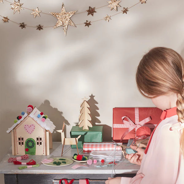 Wooden Embroidery Gingerbread House Kit - Where The Sidewalk Ends Toy Shop