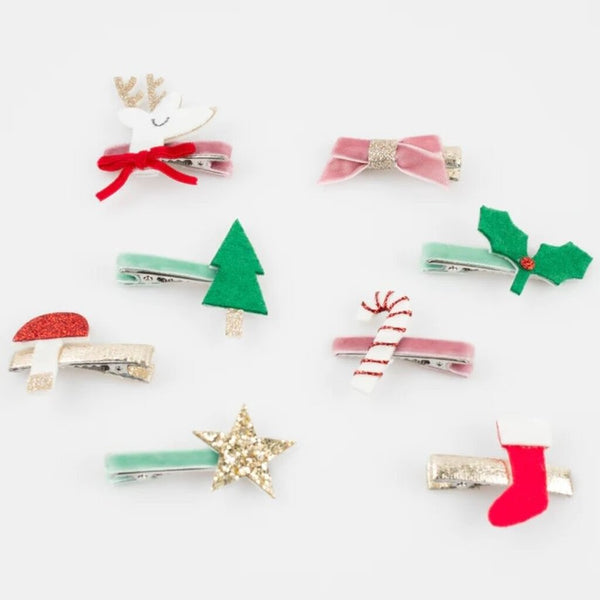 Christmas Icon Hair Clips (x 8) - Where The Sidewalk Ends Toy Shop