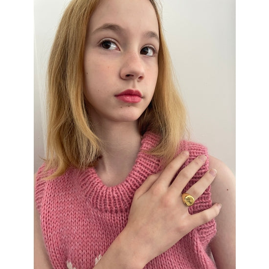 24K Gold Plated Engraved Signet Adjustable "LOVE" Ring - Where The Sidewalk Ends Toy Shop