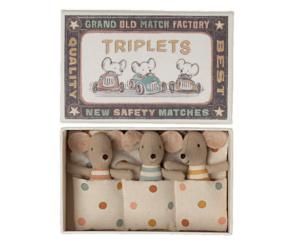 Triplets, Baby mice in matchbox - Where The Sidewalk Ends Toy Shop