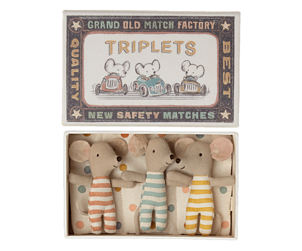 Triplets, Baby mice in matchbox - Where The Sidewalk Ends Toy Shop