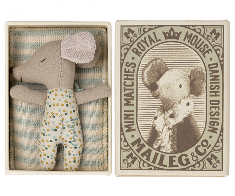 Sleepy/Wakey Baby Mouse in Matchbox - Blue - Where The Sidewalk Ends Toy Shop