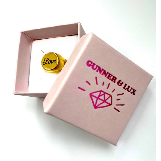 24K Gold Plated Engraved Signet Adjustable "LOVE" Ring - Where The Sidewalk Ends Toy Shop