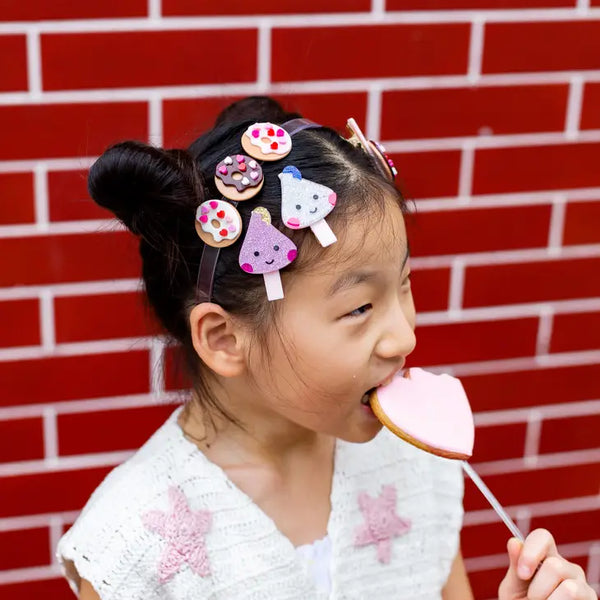 Chocolate Drop Silver/ Glitter Lt pink Alligator Clip - Where The Sidewalk Ends Toy Shop