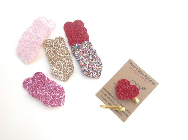 Glitter Heart Hair Clip - Where The Sidewalk Ends Toy Shop