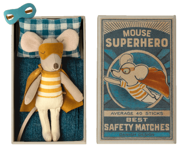 Superhero Little Brother, Mouse in Box - Where The Sidewalk Ends Toy Shop