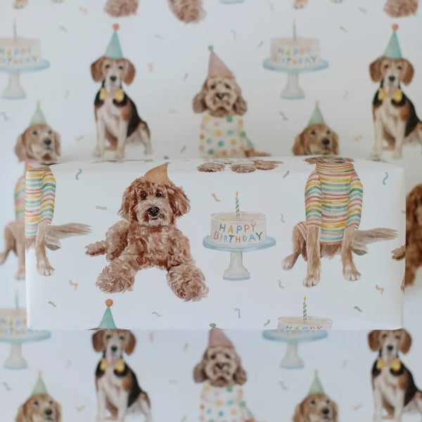 Birthday Dogs Gift Wrap - Where The Sidewalk Ends Toy Shop
