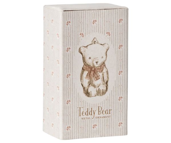 Metal ornament, Teddy Bear - Off white/Rose