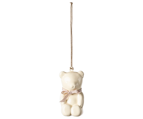 Metal ornament, Teddy Bear - Off white/Rose