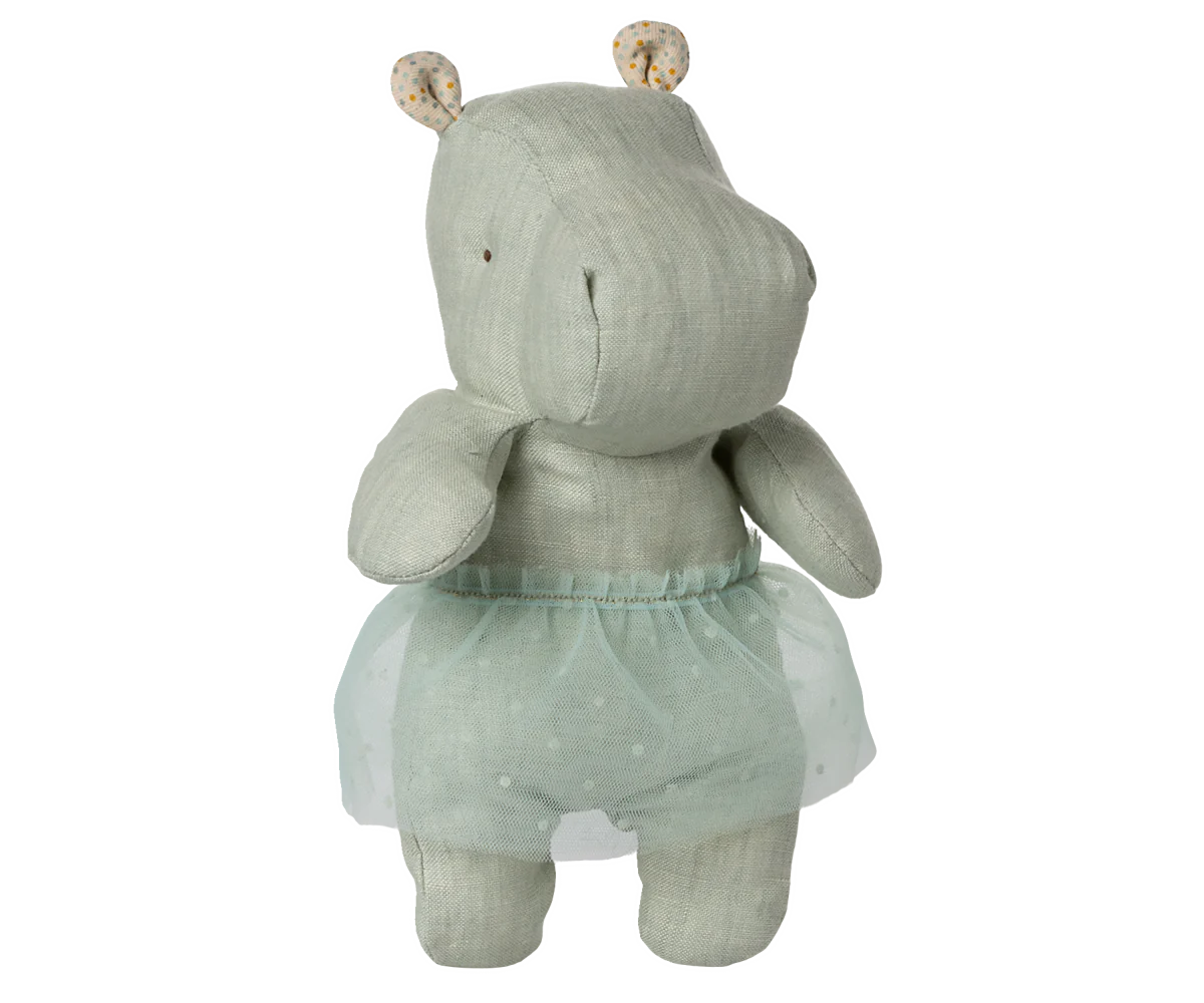Safari friends, Hippo w. skirt, Small - Mint - Where The Sidewalk Ends Toy Shop