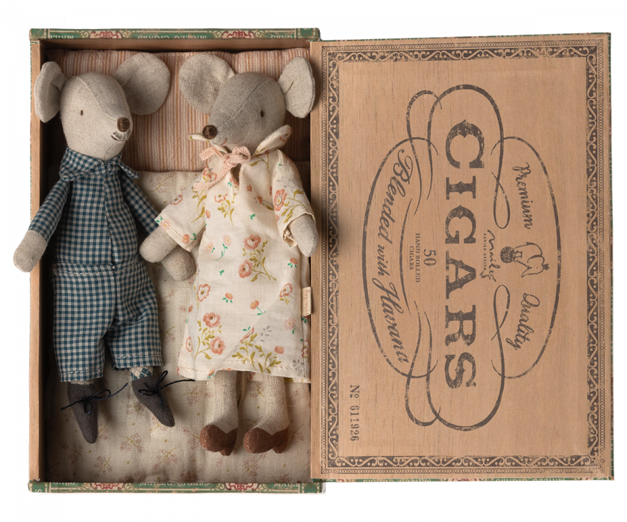 Grandma and Grandpa Mice In Cigarbox - Where The Sidewalk Ends Toy Shop