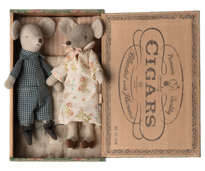 Grandma and Grandpa Mice In Cigarbox - Where The Sidewalk Ends Toy Shop