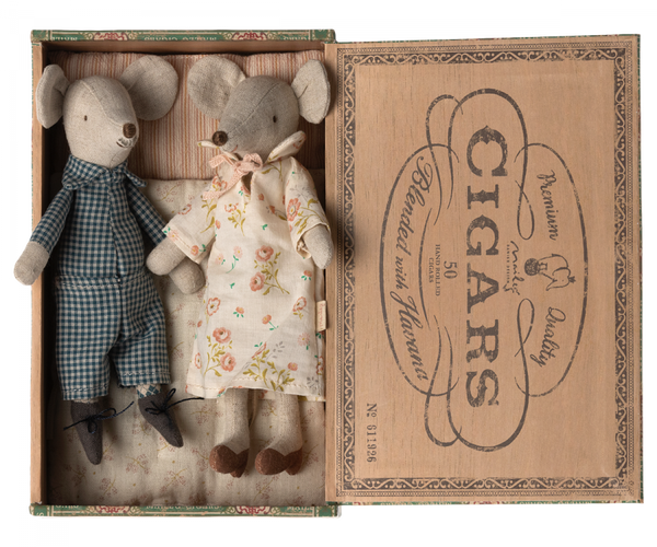 Grandma and Grandpa Mice In Cigarbox - Where The Sidewalk Ends Toy Shop