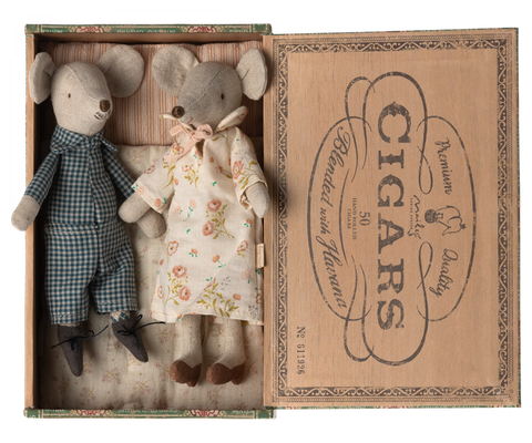 Grandma and Grandpa Mice In Cigarbox - Where The Sidewalk Ends Toy Shop
