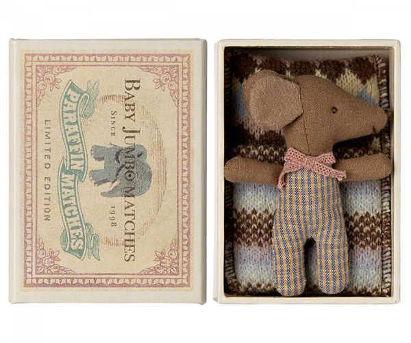 Sleepy wakey baby mouse in matchbox - Rose NEW - Where The Sidewalk Ends Toy Shop