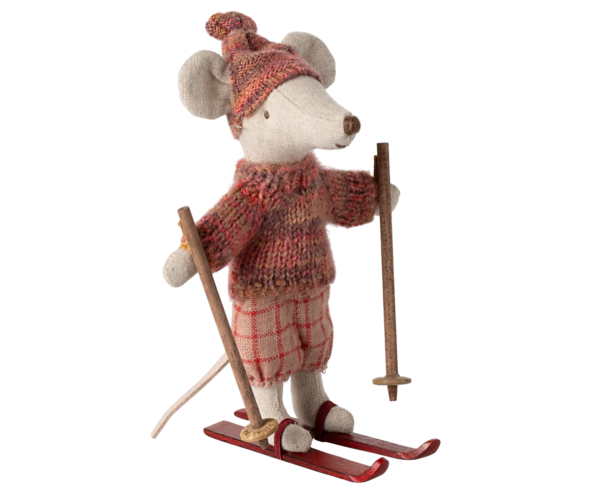 Winter mouse with ski set, Big sister - Rose