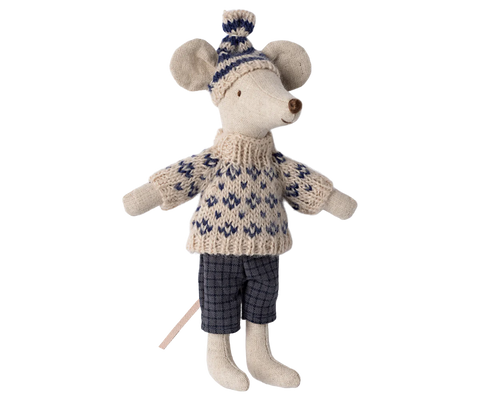 Winter mouse with ski set, Dad - Blue