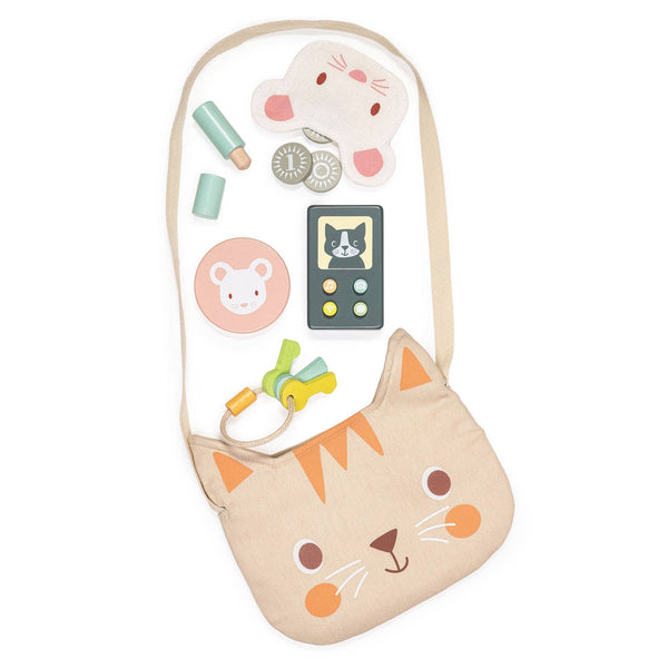 Wooden Kitten Handbag Pretend Play Set