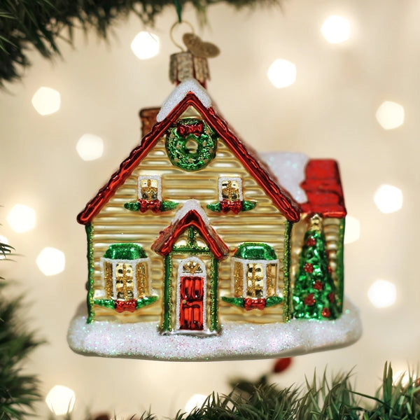 Christmas Cottage Ornament - Where The Sidewalk Ends Toy Shop