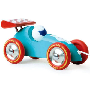 Turquoise & Red pull along racing car - Where The Sidewalk Ends Toy Shop