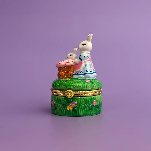 Bunny Picnic Hand Painted Trinket Box - Where The Sidewalk Ends Toy Shop