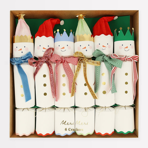 Snowmen Crackers (x 6) - Where The Sidewalk Ends Toy Shop