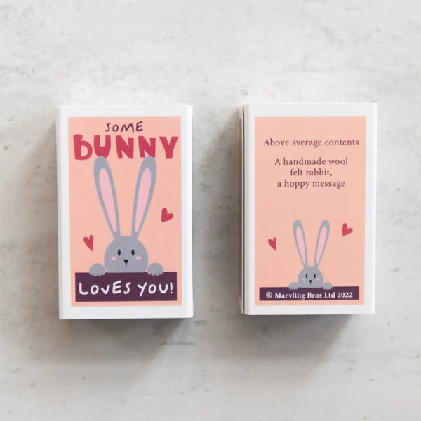 Some Bunny Loves You Wool Felt Rabbit in A Matchbox - Where The Sidewalk Ends Toy Shop