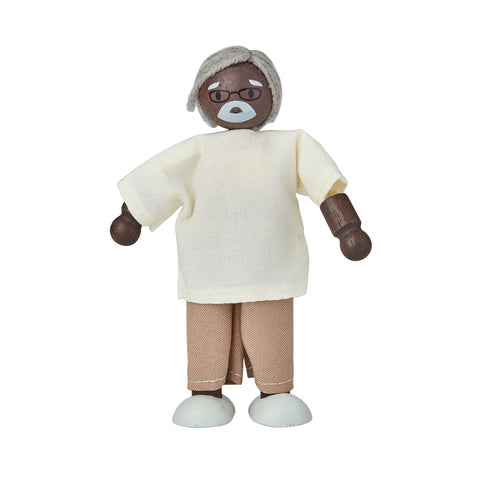 Grandfather Dollhouse Figure - Deep Skin Tone