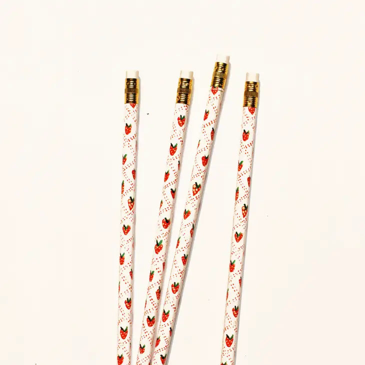 Strawberry Pencils - Set of 4 - Where The Sidewalk Ends Toy Shop
