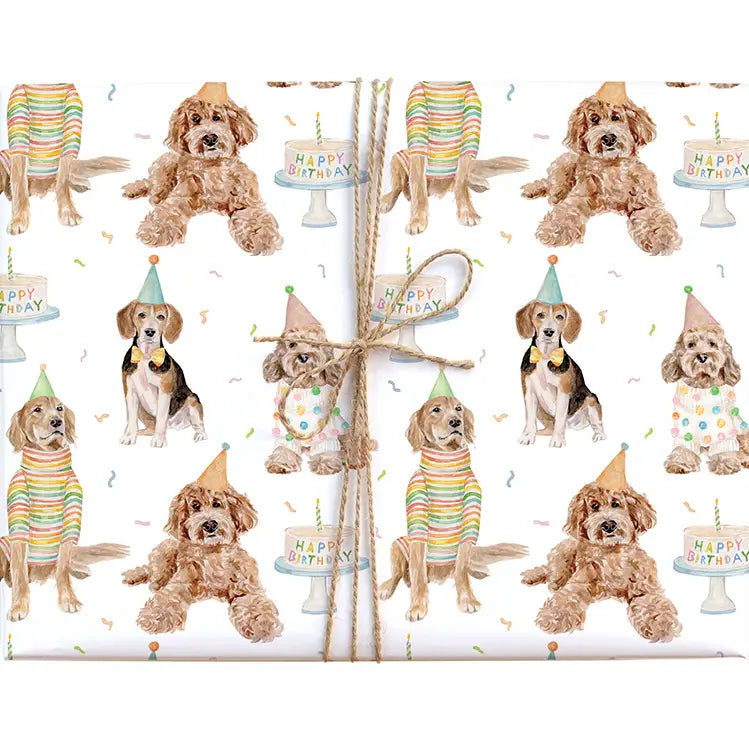 Birthday Dogs Gift Wrap - Where The Sidewalk Ends Toy Shop