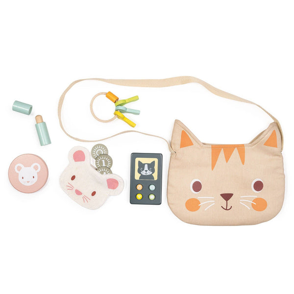 Wooden Kitten Handbag Pretend Play Set