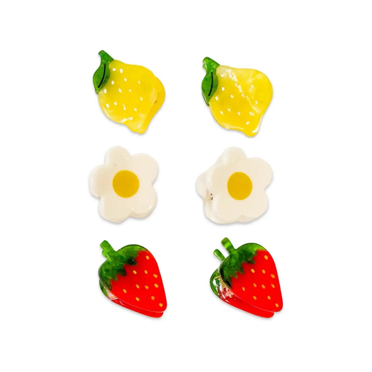 Micro Fruit and Flowers Hair Claw Clip Set - Where The Sidewalk Ends Toy Shop