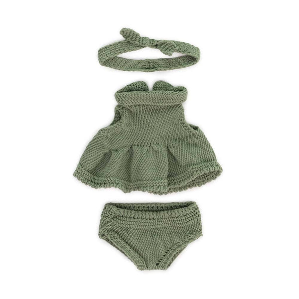 Knitted Doll Outfit 8 1/4” inch - Dress & headband - Where The Sidewalk Ends Toy Shop