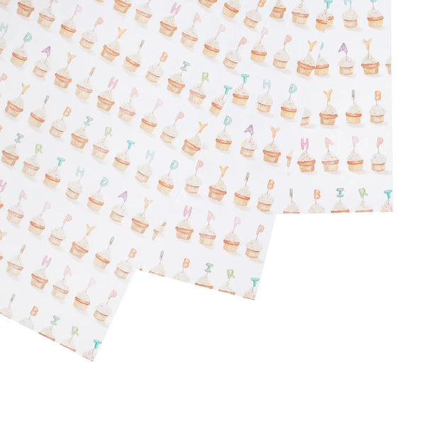 Cupcake Happy Birthday Gift Wrap Sheet - Where The Sidewalk Ends Toy Shop