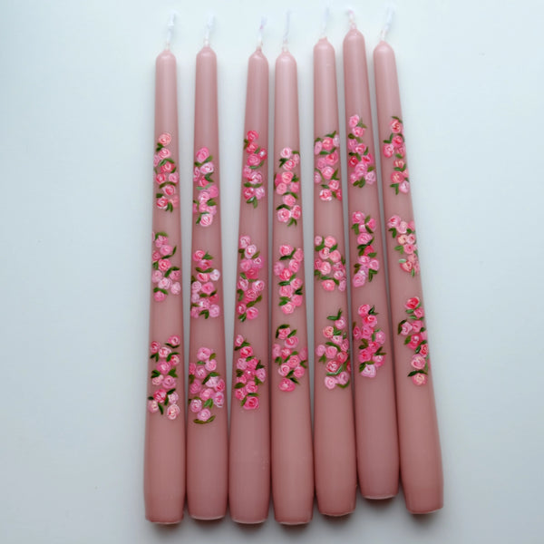 Hand Painted Candle - Rose- - Where The Sidewalk Ends Toy Shop