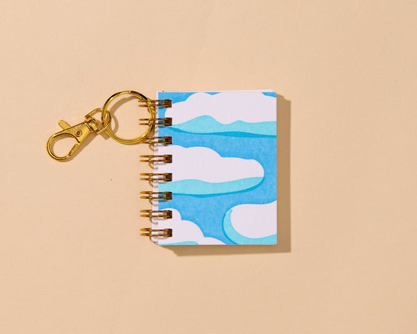 Letterpress Mini Notebook Bag Charm—Clouds and Sky