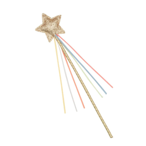 Rainbow Glitter Star Wand Gold