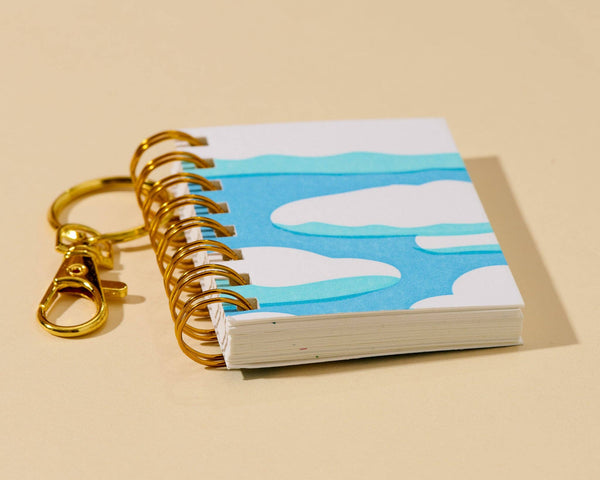 Letterpress Mini Notebook Bag Charm—Clouds and Sky