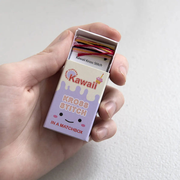 Kawaii Cup Cake Mini Cross Stitch Kit in A Matchbox - Where The Sidewalk Ends Toy Shop