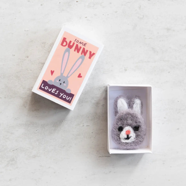 Some Bunny Loves You Wool Felt Rabbit in A Matchbox - Where The Sidewalk Ends Toy Shop