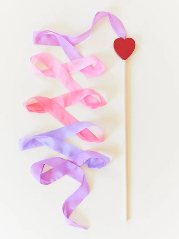 Pink & Purple Silk & Wood Streamer - Wand For Pretend Play - Where The Sidewalk Ends Toy Shop