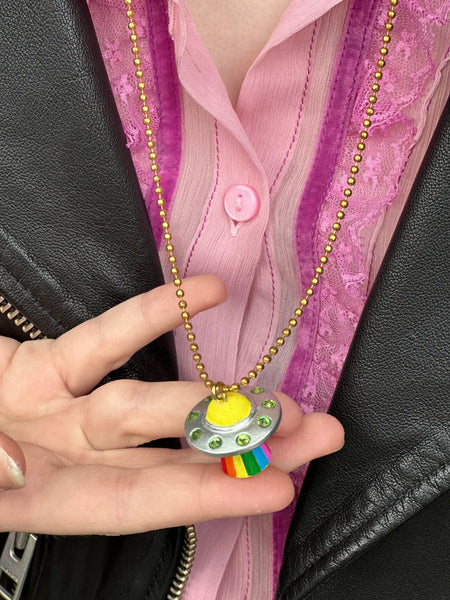 Glow in the Dark Ufo Necklace - Where The Sidewalk Ends Toy Shop