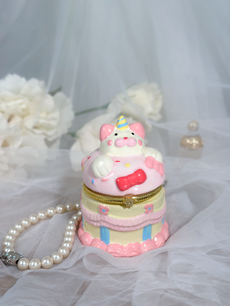 Birthday Cake Bear Hand Painted Trinket Box - Where The Sidewalk Ends Toy Shop