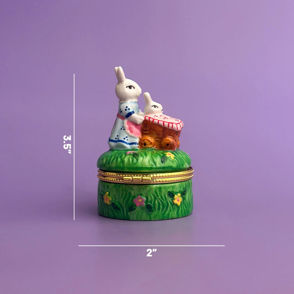 Bunny Picnic Hand Painted Trinket Box - Where The Sidewalk Ends Toy Shop