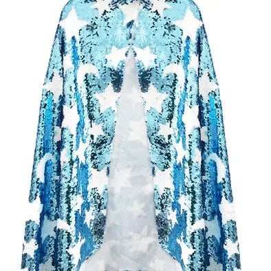 Cosmic Costume Cape with Blue and White Sequins