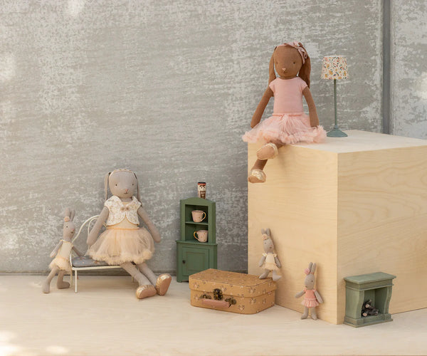 Bunny, Size 3 - Chocolate brown - Ballet suit and skirt rose - Where The Sidewalk Ends Toy Shop