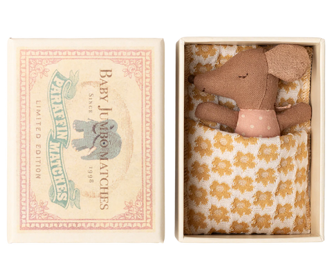 Sleepy wakey baby mouse in matchbox - Rose