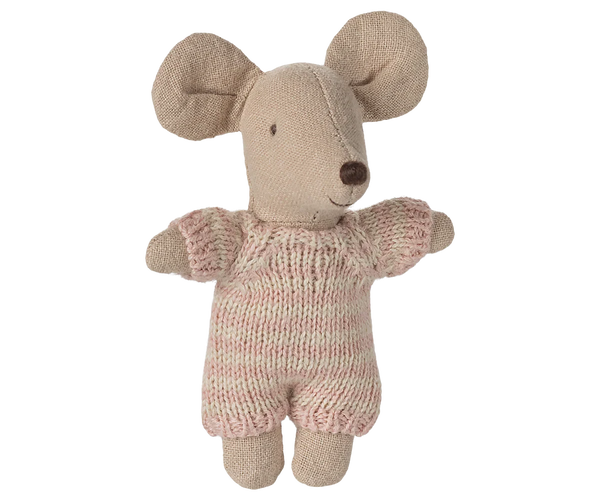 Baby mouse in carry cot -Rose